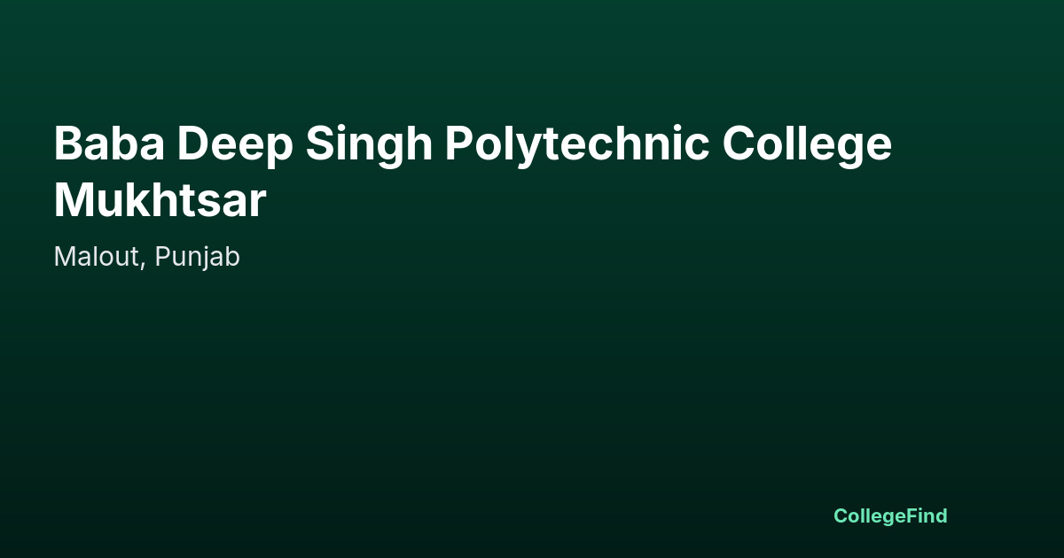 baba deep singh polytechnic college mukhtsar