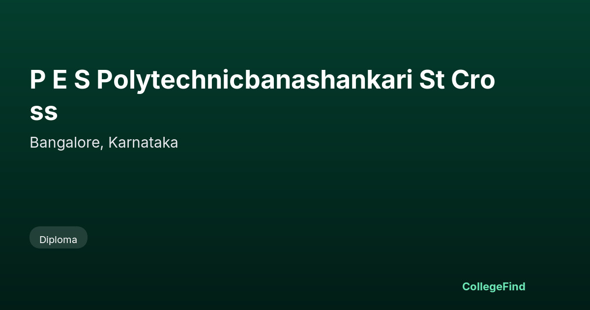 p e s polytechnicbanashankari st cross