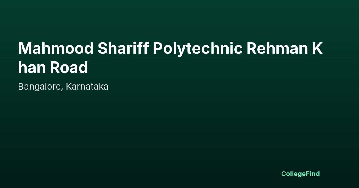 mahmood shariff polytechnic rehman khan road