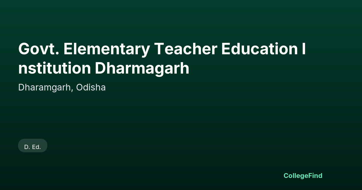 govt. elementary teacher education institution dharmagarh