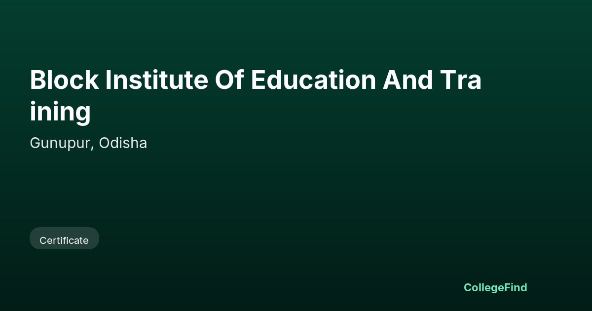 block institute of education and training