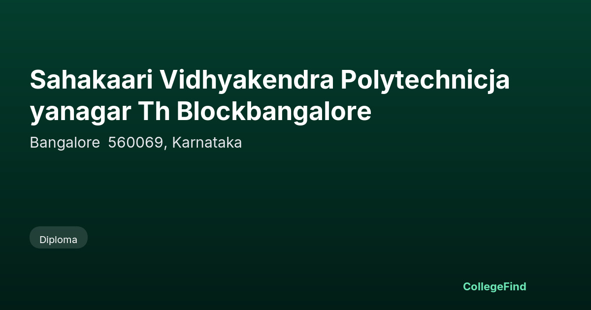 sahakaari vidhyakendra polytechnicjayanagar th blockbangalore