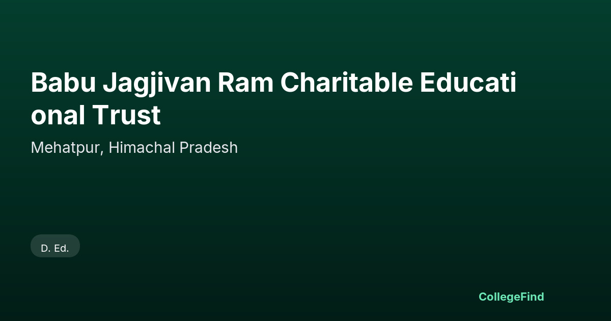 babu jagjivan ram charitable educational trust