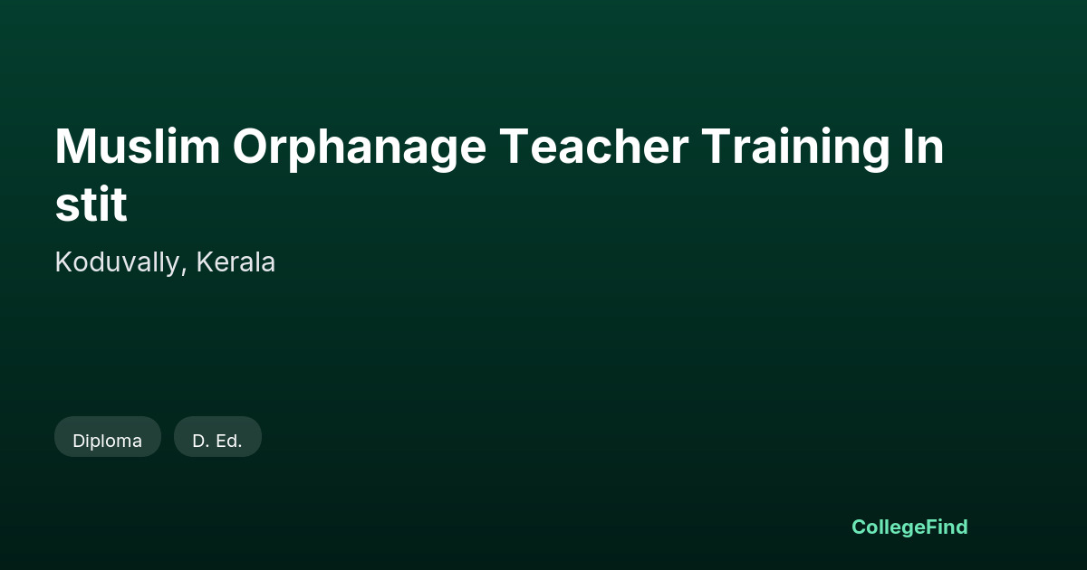 muslim orphanage teacher training instit