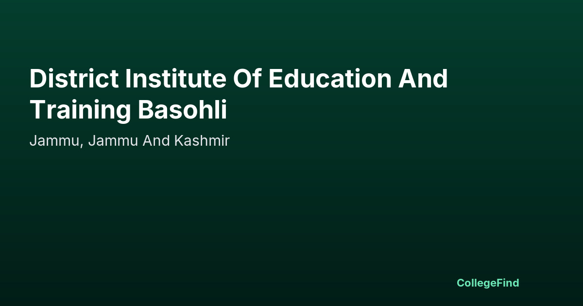 district institute of education and training basohli