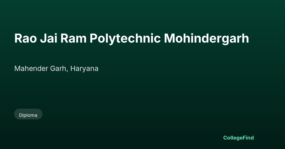 rao jai ram polytechnic mohindergarh