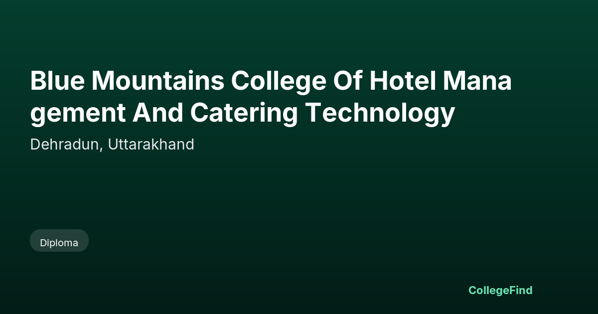 blue mountains college of hotel management and catering technology