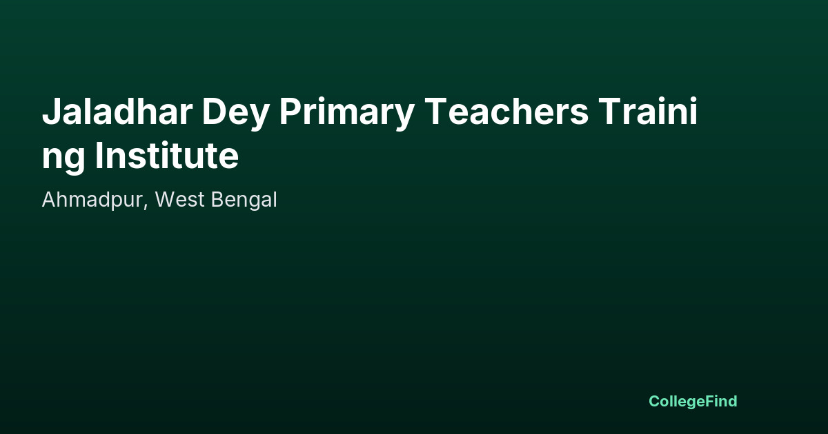 jaladhar dey primary teachers training institute