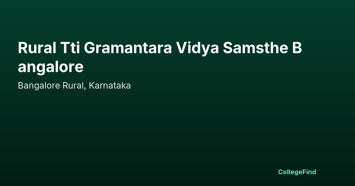 rural tti gramantara vidya samsthe bangalore