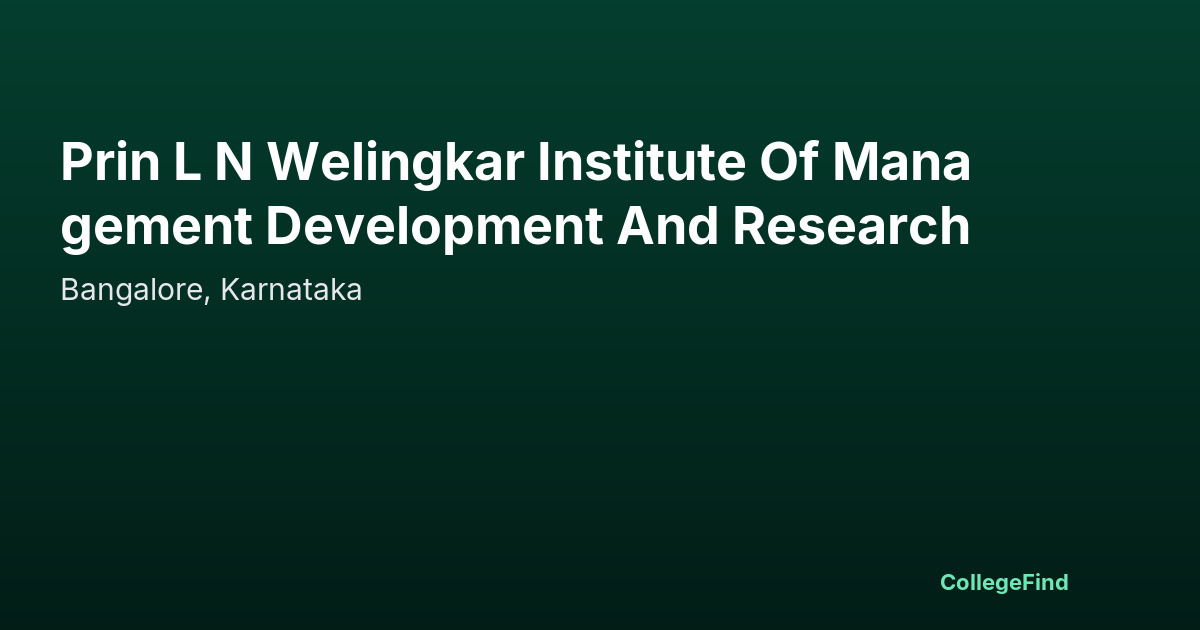 prin l n welingkar institute of management development and research