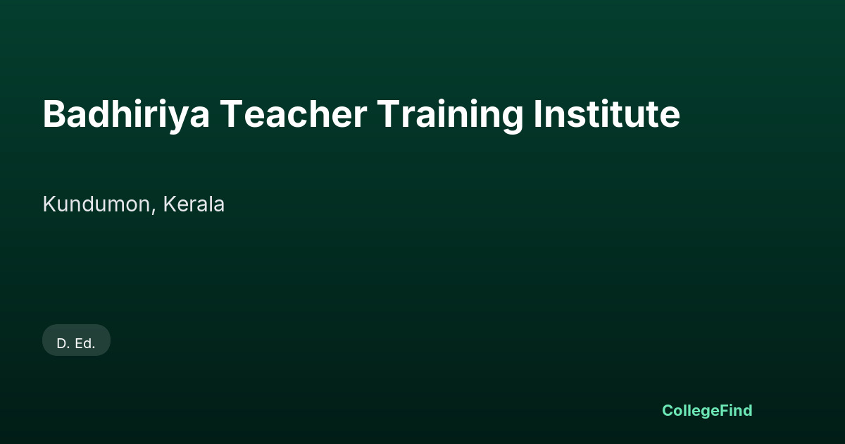 badhiriya teacher training institute