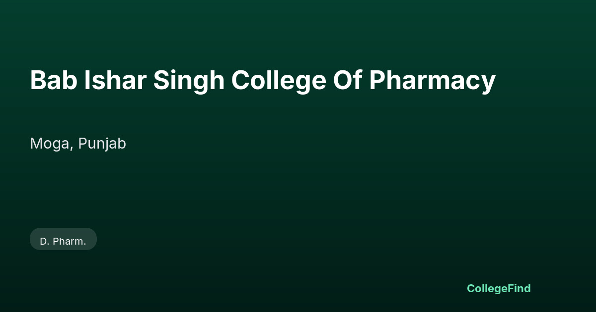 bab ishar singh college of pharmacy