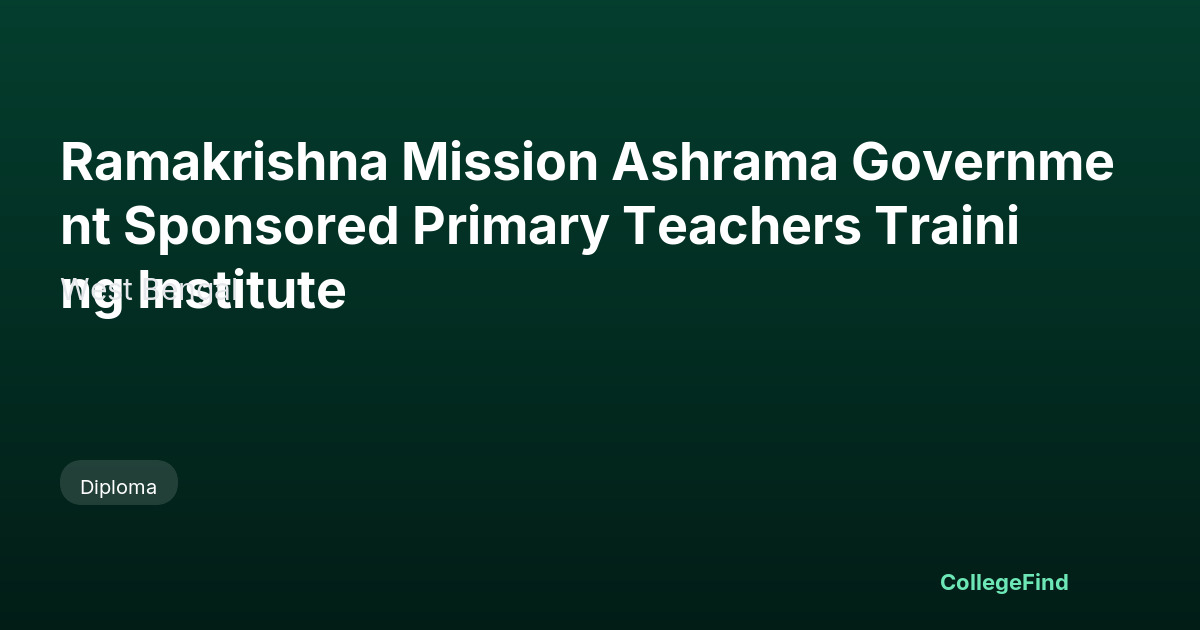 ramakrishna mission ashrama government sponsored primary teachers training institute