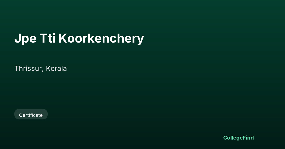 jpe tti koorkenchery